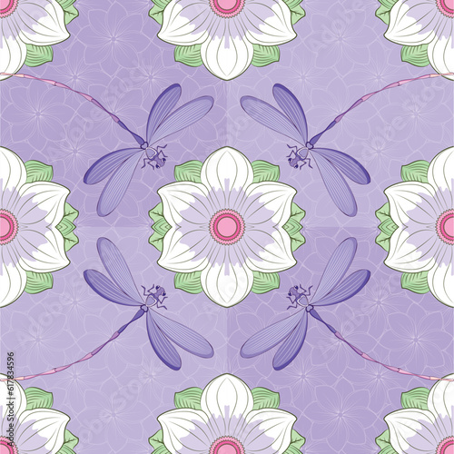 Vector Flower Pattern Wallpaper isolated illustration