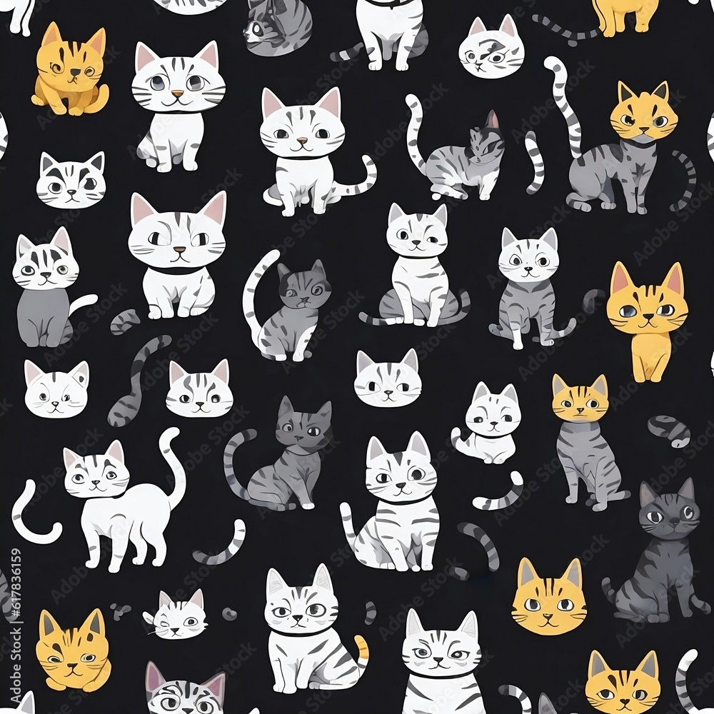 seamless background with cats