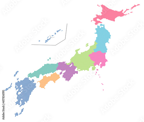 日本地図 地方分け ドット パース