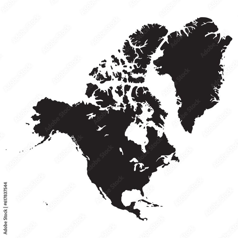 Ameryka Północna, kształt kontynentu.  - obrazy, fototapety, plakaty 
