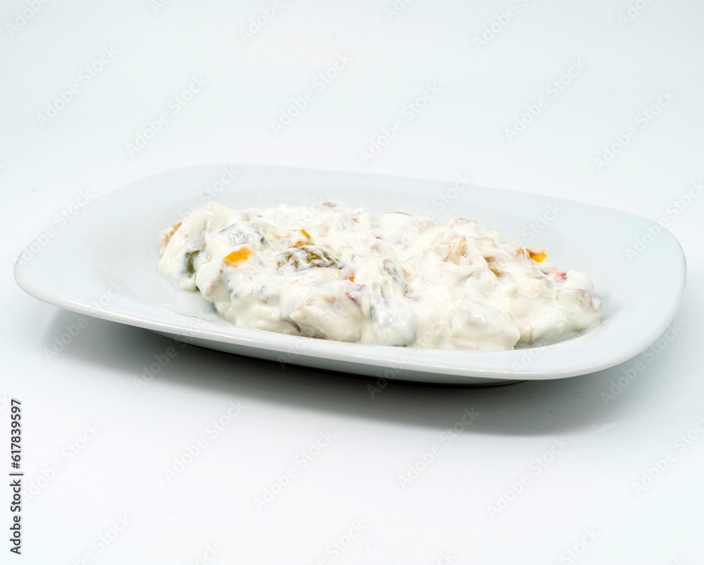 Potato and pepper salad with yoghurt and garlic Potato and pepper salad with yoghurt and garlic