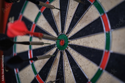 dart on target in the center