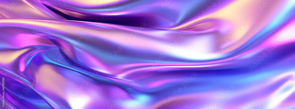 Holographic iridescent satin foil background. AI. Holographic iridescent satin foil background. AI.