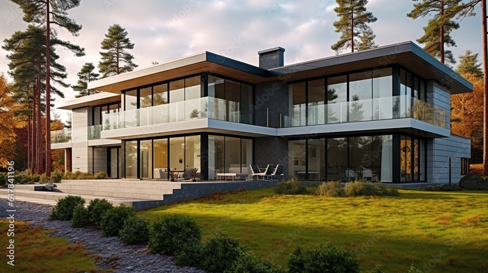 huge luxury modern house for large family for country life. Generative AI