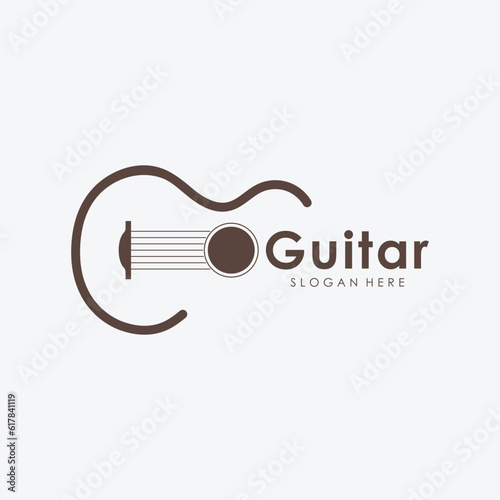 Guitar musical instrument Logo template with simple shape.