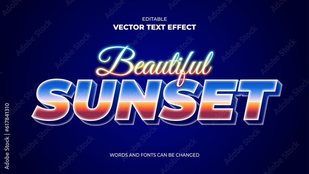 beautiful sunset editable text effect