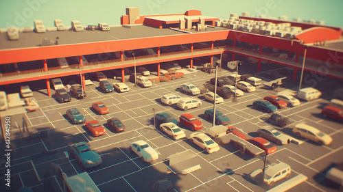 top view of car parking lot created. Generative AI