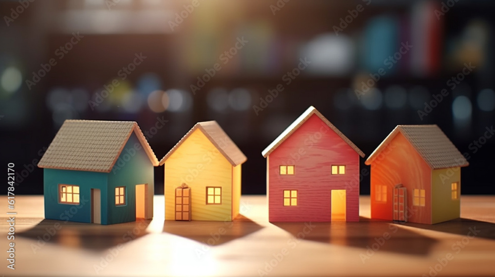 custom made wallpaper toronto digitalPaper house on wood plank, family and home loan financial or insurance property concept. Generative AI