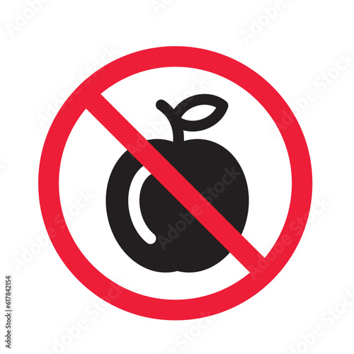 Forbidden apple Prohibited Warning, caution, attention, restriction. Apple vector icon. Apple flat sign design. Apple symbol pictogram