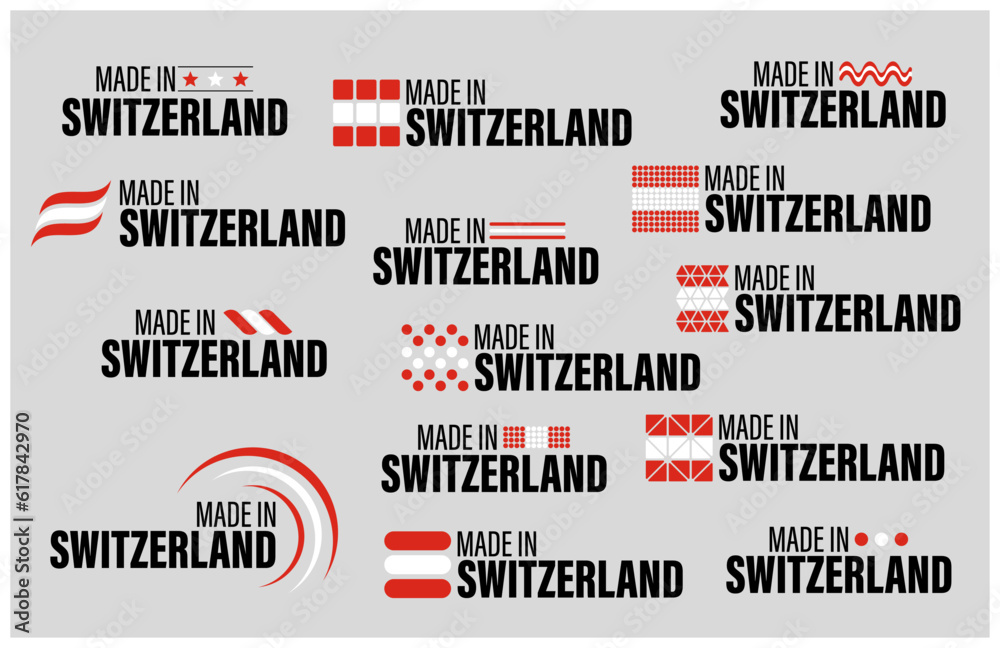 Made in Switzerland graphic and label set.