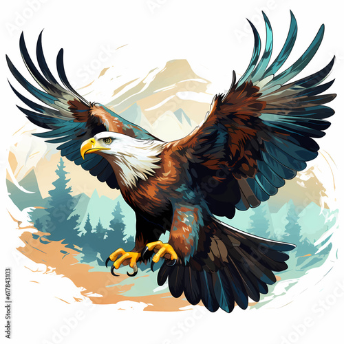 Vector illustration of an eagle with it's wings wide spread preparing to catch prey