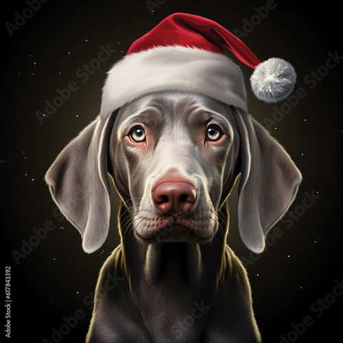 Weihnachtshund, Weimaraner mit Weihnachtsmütze, santa's hat, Christmas dog