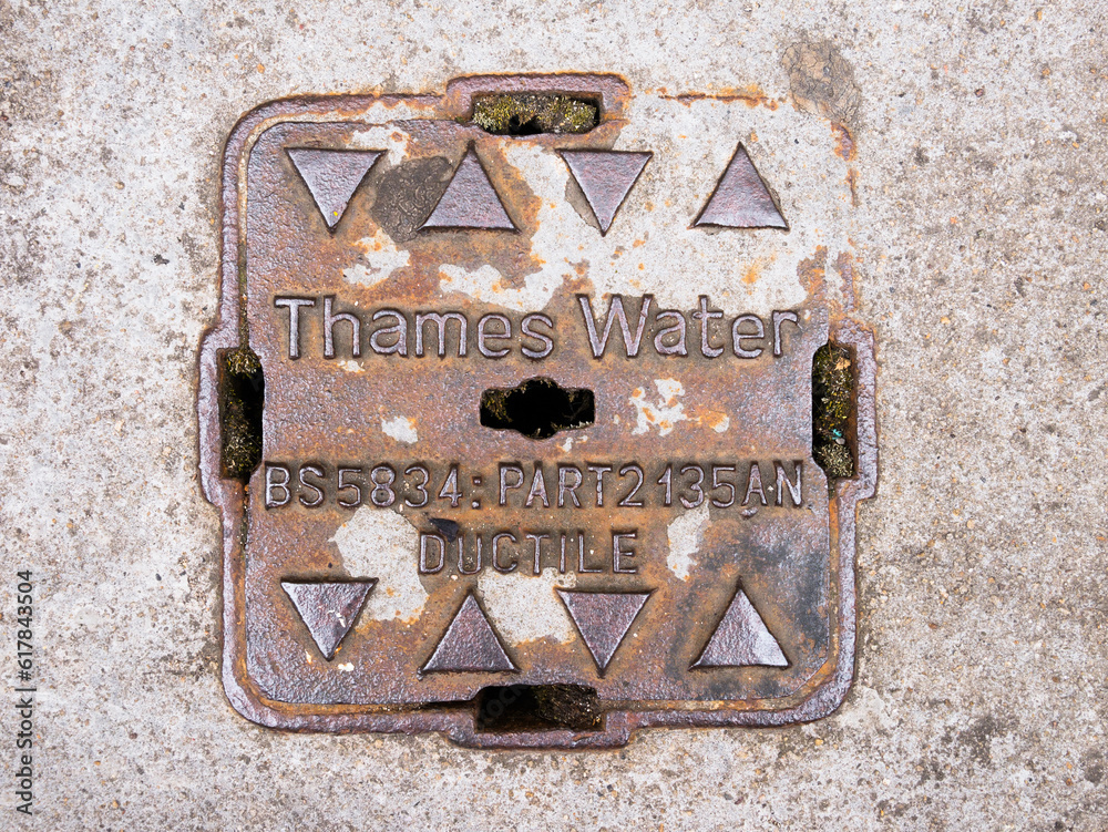 London,UK,June 28th 2023A closeup of a Thames water ductile cover