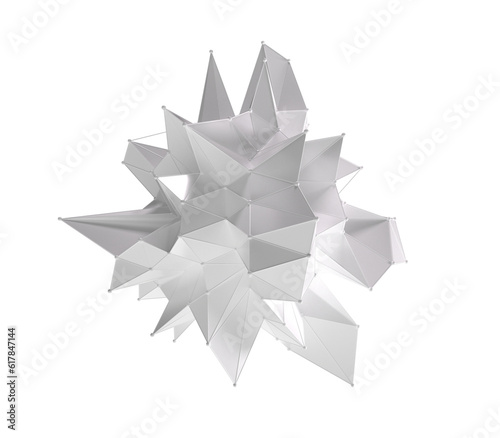 Fototapeta Naklejka Na Ścianę i Meble -  Abstract 3d white geometrical background. Geometric low poly shape and isolated white background.