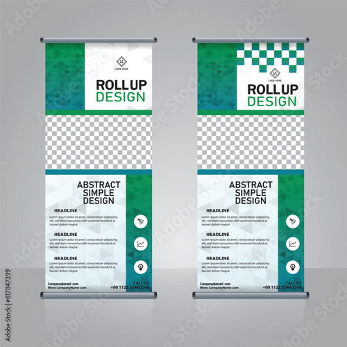 Roll up banner standee design layout with geometric elements
