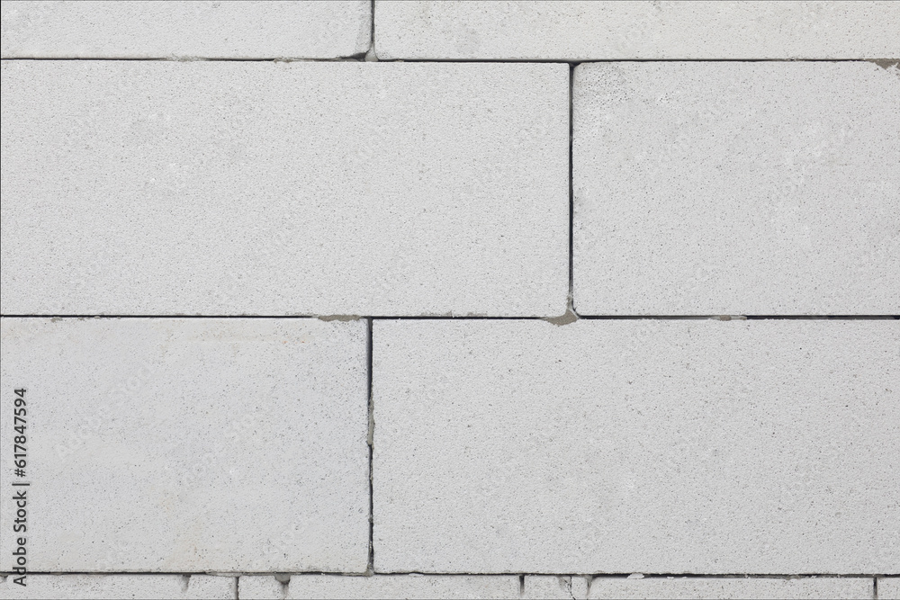 Naklejka premium Masonry from the gas blocks close-up.