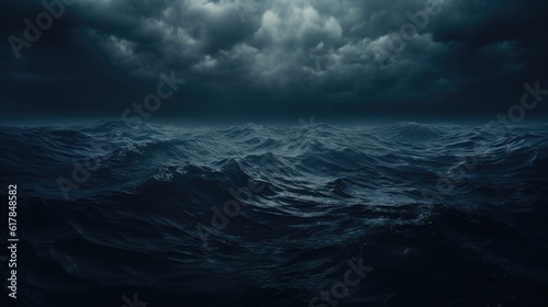 Storm at sea with dark clouds