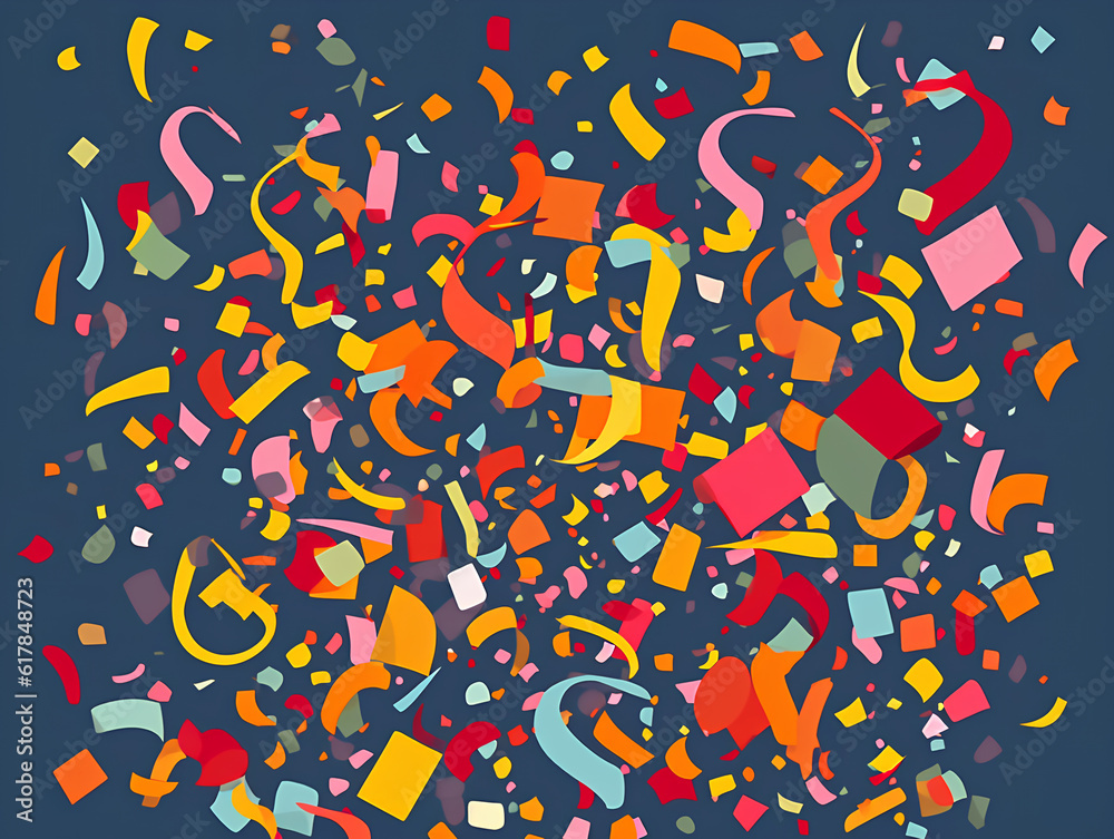 Holiday, flying confetti in vector style. AI