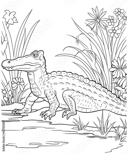 alligator Coloring Page for Beginner Coloring Book Pro Vector