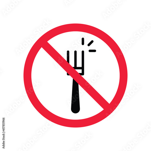 Forbidden Prohibited Warning  caution  attention  restriction label danger  ban. Do not use Fork vector icon. Fork flat sign design. Fork symbol pictogram