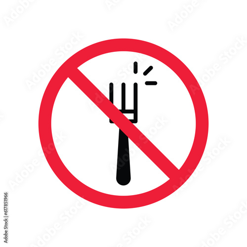 Forbidden Prohibited Warning, caution, attention, restriction label danger, ban. Do not use Fork vector icon. Fork flat sign design. Fork symbol pictogram