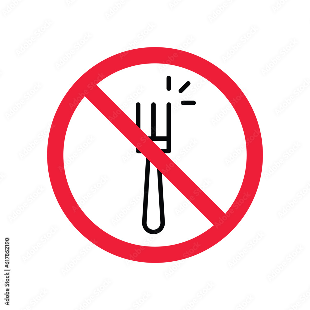 Forbidden Prohibited Warning, caution, attention, restriction label danger, ban. Do not use Fork vector icon. Fork flat sign design. Fork symbol pictogram Forbidden Prohibited Warning, caution, attention, restriction label danger, ban. Do not use Fork vector icon. Fork flat sign design. Fork symbol pictogram