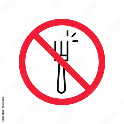 Forbidden Prohibited Warning, caution, attention, restriction label danger, ban. Do not use Fork vector icon. Fork flat sign design. Fork symbol pictogram