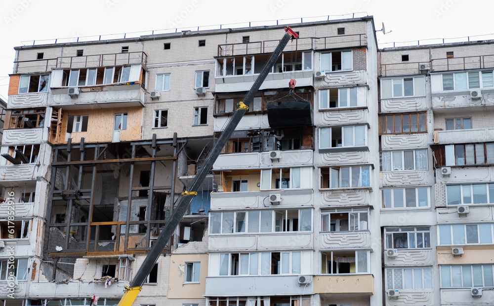 reconstruction of the destroyed building of the apartment house
reconstruction of the destroyed building of the apartment house