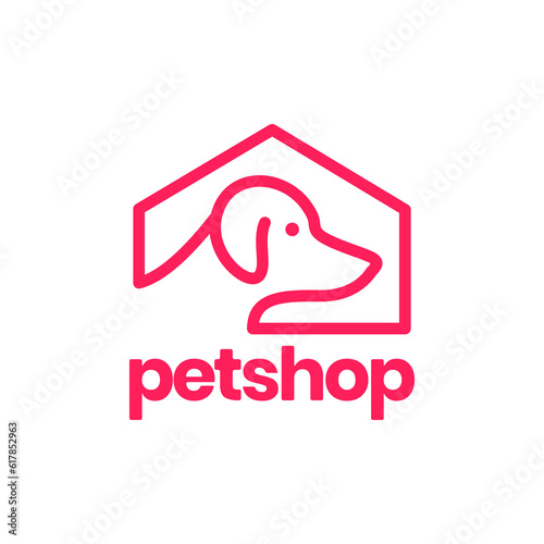 dog home house pets pet shop minimal modern mascot simple logo vector icon illustration