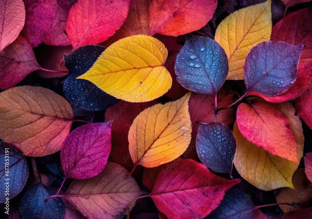 Painted Autumn Leaves. Digital Illustration. Generative ai. Painted Autumn Leaves. Digital Illustration. Generative ai.