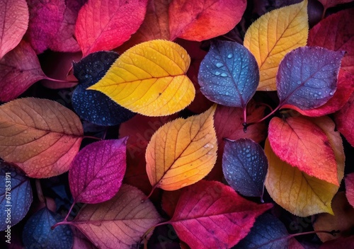 Painted Autumn Leaves. Digital Illustration. Generative ai.