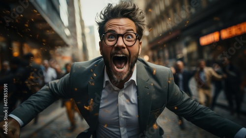 businessman screaming excited with happiness