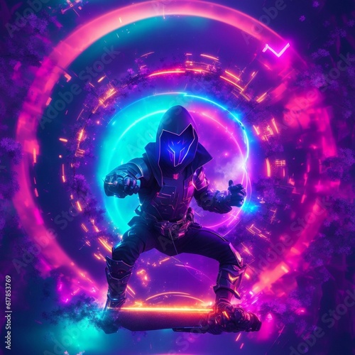 Hacker attack in bright colors concept art circle,render,graphic,hero