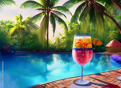 Pool  drinks  coconut water 08. Generated by AI