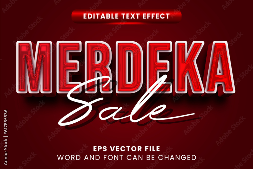 Merdeka sale 3d editable vector text effect