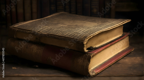 A Vintage Book Resting on an Old Table