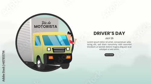 Dia do motorista or drivers day background with a thumb up of driver truck