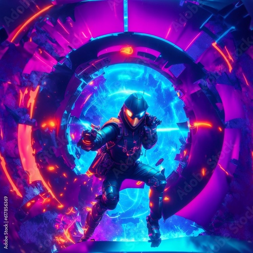Hacker attack in bright colors concept art circle,render,graphic,hero