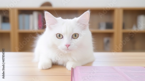 The lively and lovely pet cat is generated by artificial intelligence in the background of the world cat. 