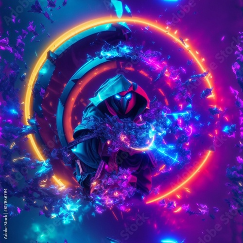 Hacker attack in bright colors concept art circle,render,graphic,hero