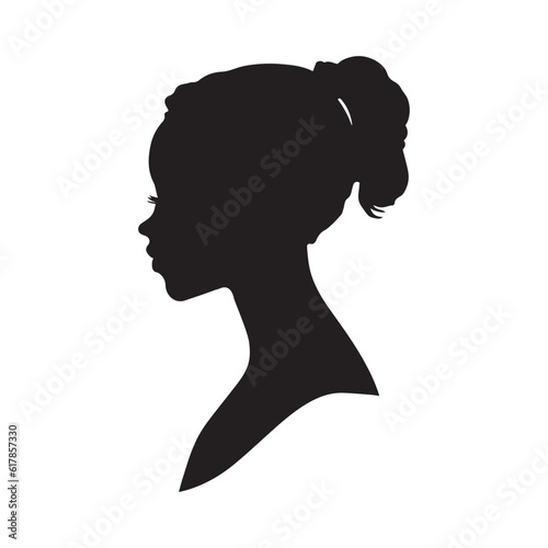 African American Side Silhouette with Curly Hair and Beautiful Face