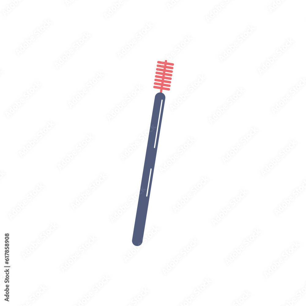 Cartoon tube cleaning brush, Zero waste brush for cleaning straws, Hand drawn elements of reduce, reuse, recycle concept in isolated vector