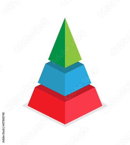 Pyramid of success of the three sections. Infographics for presentations of applications and websites