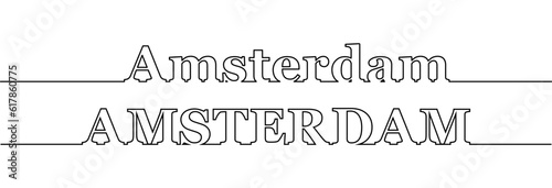 Contour line with the name of the city of AMSTERDAM in uppercase and uppercase letters.