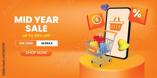 Mid year sale banner promotion