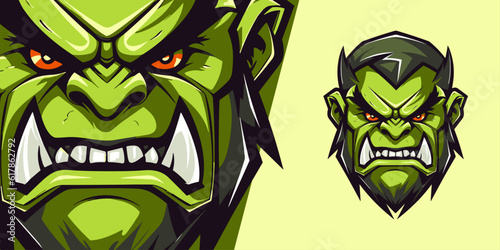 Dynamic Vector Graphic  Green Orc Logo Mascot for Competitive Sports and E-Sports