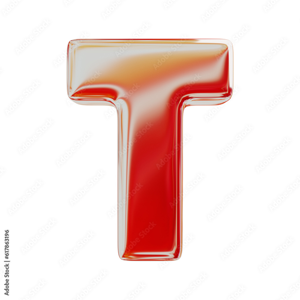 Red Holographic Letter T. Realistic 3D Render. Cut Out. Red Holographic Letter T. Realistic 3D Render. Cut Out.