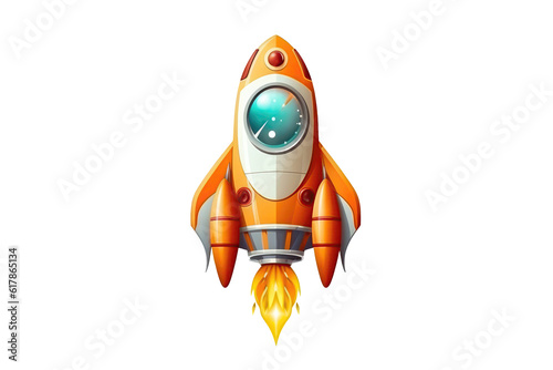 Rocket 3D On Isolated Transparent Background, Png. Generative AI photo