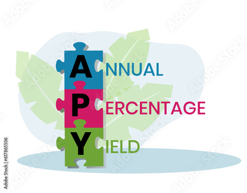 APY - Annual Percentage Yield acronym. business concept background. vector illustration  with keywords and icons. lettering illustration with icons for web banner, flyer, landing page