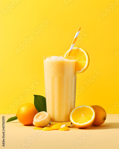 A delicious healhy smoothie and fruits - Design food theme